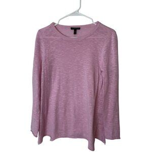 Eileen Fisher Pink Linen Cotton Long Sleeve Sweater Womens PP
